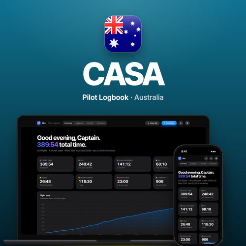 CASA Australia Pilot Logbook on MacBook and iPhone