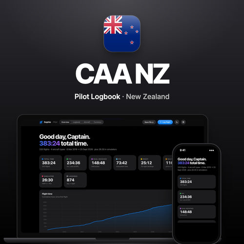 CAA New Zealand Pilot Logbook on MacBook and iPhone