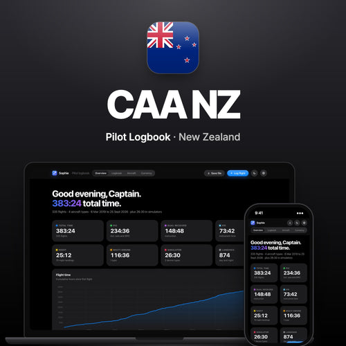 CAA New Zealand Pilot Logbook on MacBook and iPhone