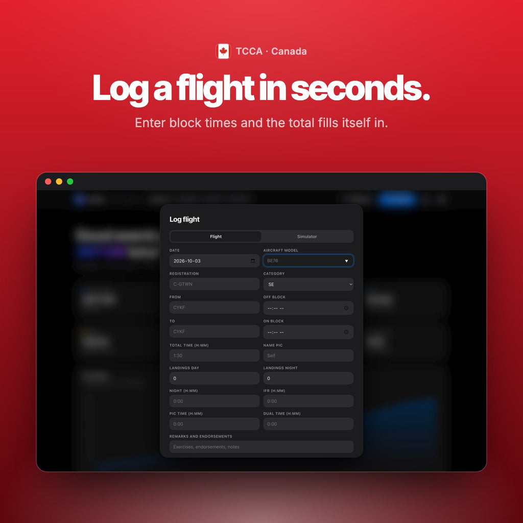 Log a flight in seconds