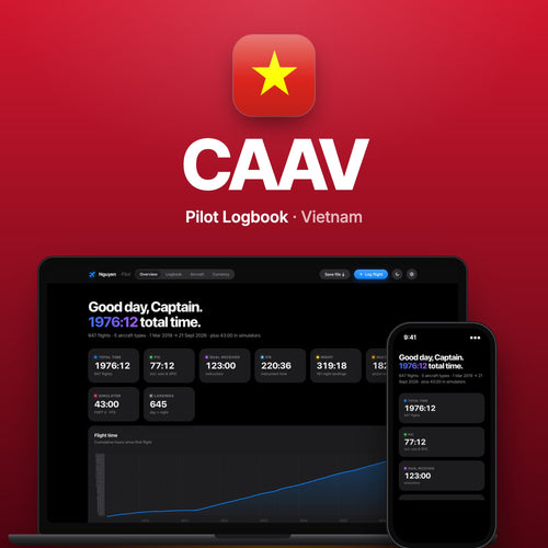 CAAV Vietnam Pilot Logbook on MacBook and iPhone
