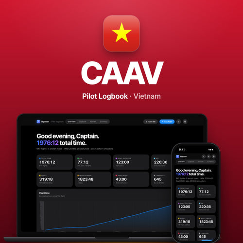 CAAV Vietnam Pilot Logbook on MacBook and iPhone