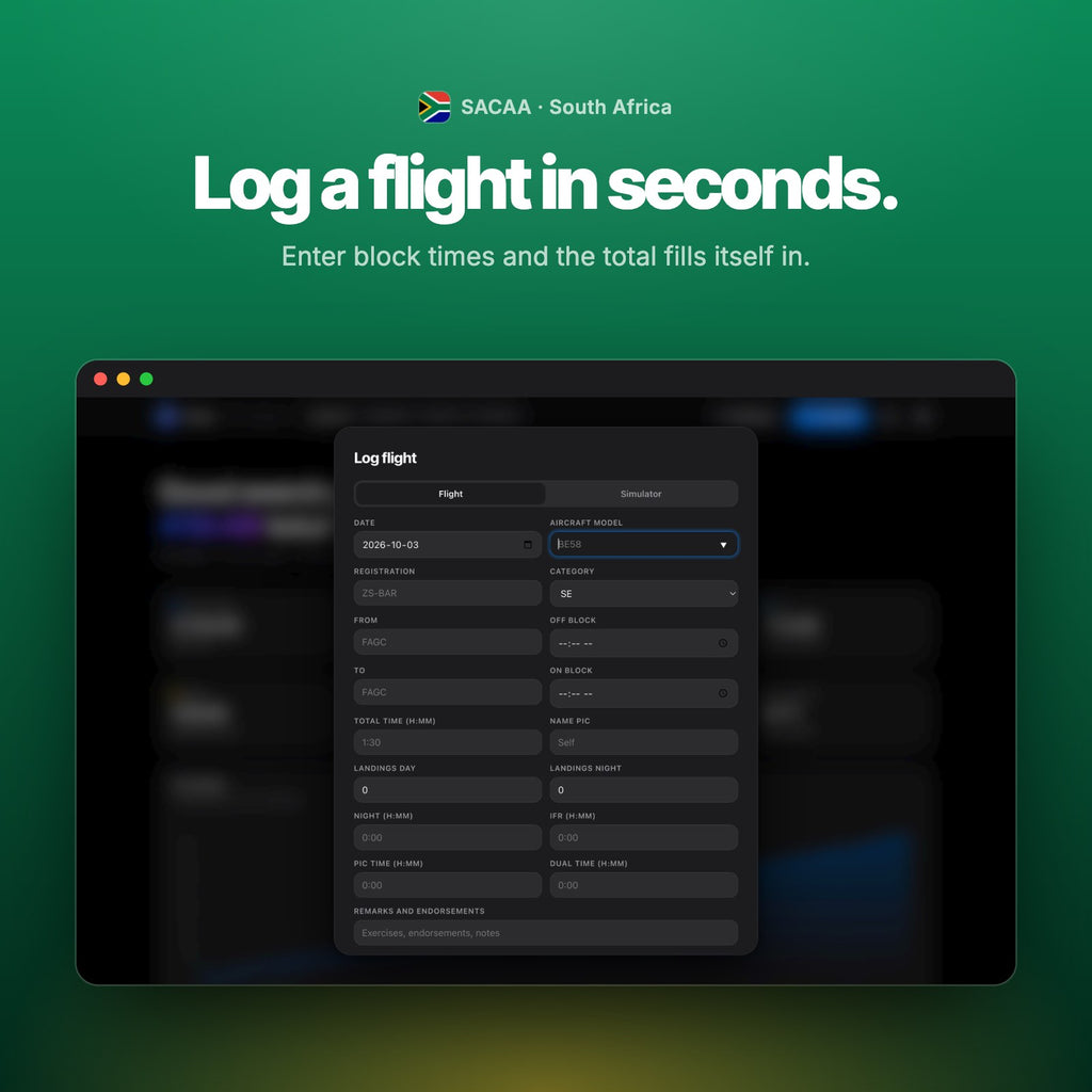 Log a flight in seconds
